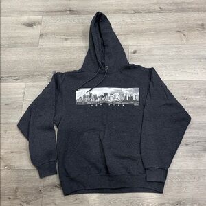 Jerzees Hooded New York Sweatshirt 
Size Medium Dark Grey